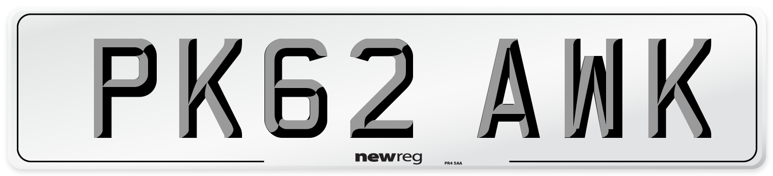 PK62 AWK Number Plate from New Reg